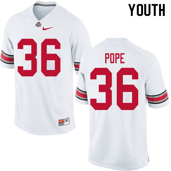 Youth #36 K'Vaughan Pope Ohio State Buckeyes College Football Jerseys Sale-White